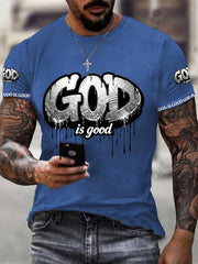Men's Christian God Is Good Cross Short Sleeve O-neck T-shirt