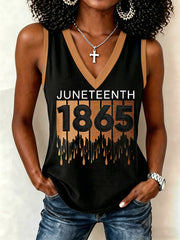 Women's Juneteenth Print V-Neck Vests