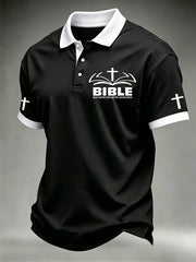 Men's Christian Cross Print Polo