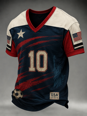 Men's USA Football Printed V-neck T-Shirt