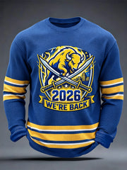 Men's Gift For Ice Hockey Fans Print Casual Waffle Long Sleeve Top