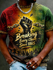 Men's Juneteenth Breaking Every Chain Since 1865 Print Casual Tee