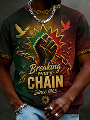 Men's Juneteenth Breaking Every Chain Since 1865 Print Casual Tee