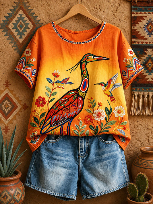 Women's Native Heron Art Tops