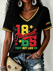 Women's Juneteenth They Not Like Us Since 1865 Print Casual Short Sleeve T-shirt