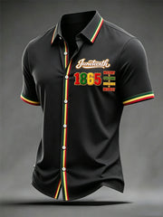 Men's Juneteenth Print Casual Short Sleeve Shirt