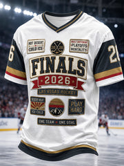 Men's 2026 Ice Hockey Retro V-neck T-shirt