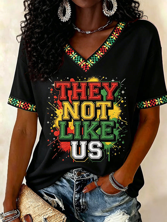 Women's Juneteenth Print V-Neck Tee