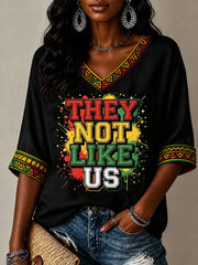 Women's Juneteenth Print V-Neck Tee
