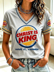 Women's 'Christ is King' V-neck T-shirts