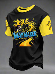 Men's Jesus Is The Way Maker Print Casual Tee