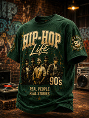 Men's Retro 90s Old School Hip-Hop Print Casual Tee