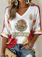 Women's Mexico Football Lover Printed T-shirt