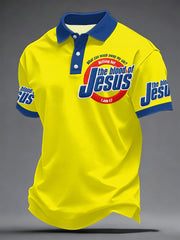 Men'sThe Blood Of Jesus Print Casual Polo