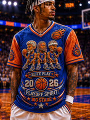 Men's Classic Basketball Fan Graphic Short Sleeve V-neck T-shirt
