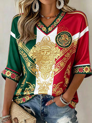 Women's Mexico Football Lover Art Printed T-shirt