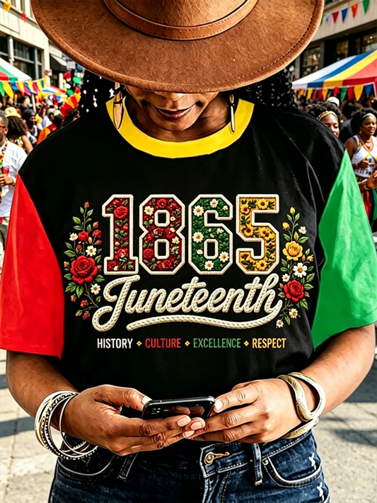 Women's Black Juneteenth short-sleeved T-shirt