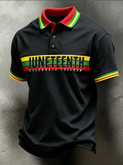Men's Black June Festival Pattern Printed Leisure Polo Shirt
