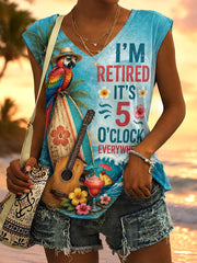 Women's I'm Retired It's 5 O'clock Everywhere Parrot Print Casual Vest