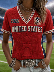 Women's Gift For Soccer Fans Print Casual V-Neck Tee