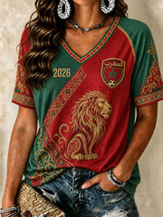 Women's 2026 Morocco Soccer V-Neck T-Shirts