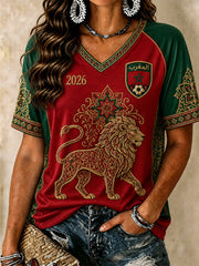 Women's 2026 Morocco Soccer V-Neck T-Shirts
