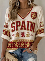 Women's Spain Football Waffle T-shirt