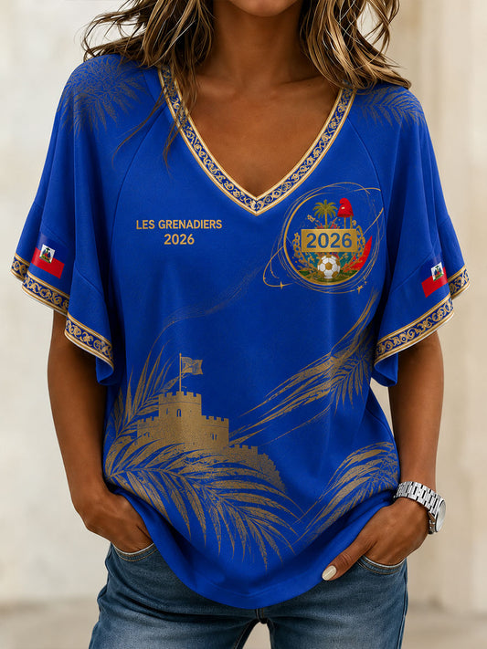 Women's 2026 Haiti Football Casual T-Shirt