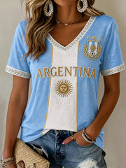 Women's Gift For Football Fans Print Casual V-Neck Tee