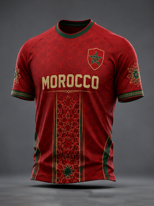 Men's Morocco Football Printed short sleeve t-shirt