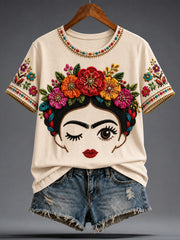 Women's Mexico Guelaguetza Lele Doll Art Printed T-shirt