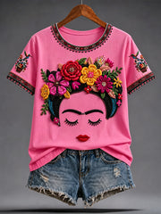 Women's Mexico Guelaguetza Lele Doll Art Printed T-shirt