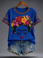 Women's Mexico Guelaguetza Lele Doll Art Printed T-shirt