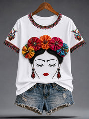 Women's Mexico Guelaguetza Lele Doll Art Printed T-shirt