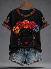 Women's Mexico Guelaguetza Lele Doll Art Printed T-shirt
