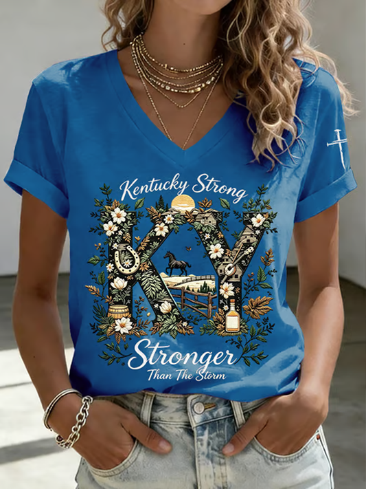 Women's Kentucky Stronger Than Storm Print short-sleeved T-shirt