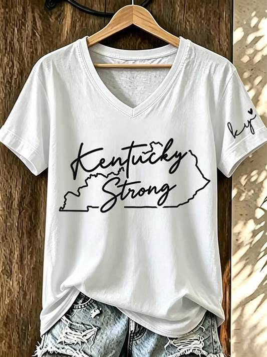 Women's Kentucky Strong Printed Iron On Short Sleeve T-Shirt