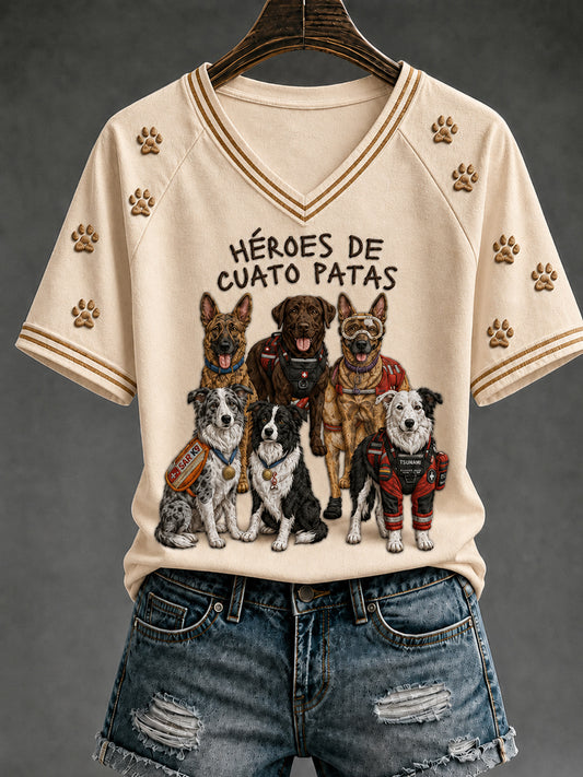 Women's Search & Rescue K9 Paw Patrol Dog Lover Print T-shirt