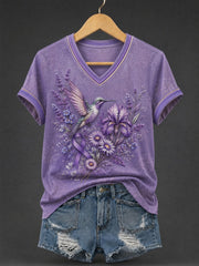 Women's Alzheimer's Awareness Printed V-neck T-shirt