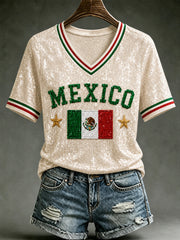 Women's Mexico Lover Art Short Sleeve V-Neck T-Shirt