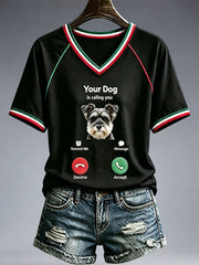 Women's Funny Schnauzer V-Neck T-Shirt