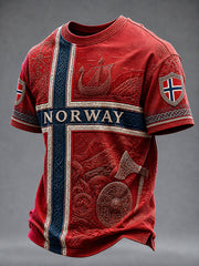 Men's Norwegian Viking-Inspired Casual T-Shirt