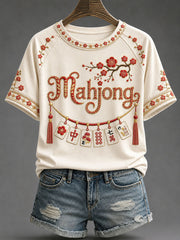 Women's Mahjong Print Casual T-Shirt