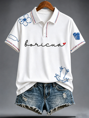 Women's Puerto Rico Pride Art Printed polo T-shirt