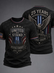 Men's 9/11 25th Anniversary We Will Never Forget Printed T-Shirt
