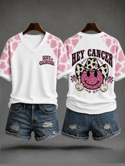 Women's“Fuck Cancer”Pink Ribbon Breast Cancer Awareness T-Shirt