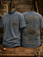 Men's Funny Old Bastards Fishing Club Lifetime Member Print Casual Tee