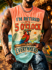 Men's I'm Retired It's 5 O'clock Everywhere Parrot Print Casual Vest