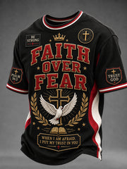 Men's Christian Faith Over Fear Cross O-neck Short Sleeve T-shirt