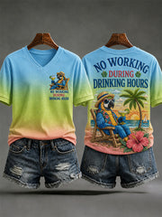 Women's No Working During Drinking Hours Print Casual Tee